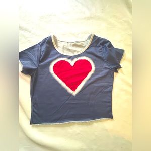 Navy Blue crop top with red heart ❤️